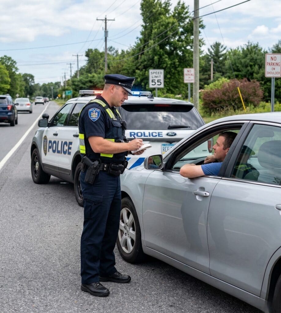 a chicago police officer stopping a speeding driver